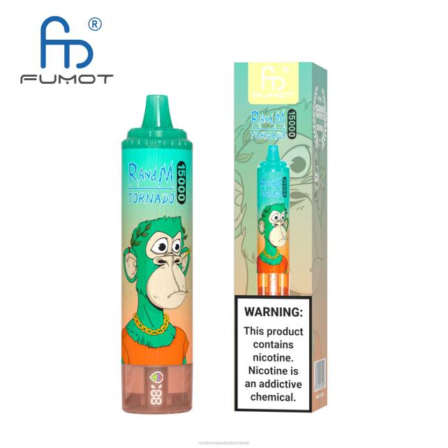 Fumot RandM Tornado 15000 Vape-Gerät mit Akku und E-Liquid-Display Version 1 04LD21 - RandM Tornado Germany Blaubeere auf Eis