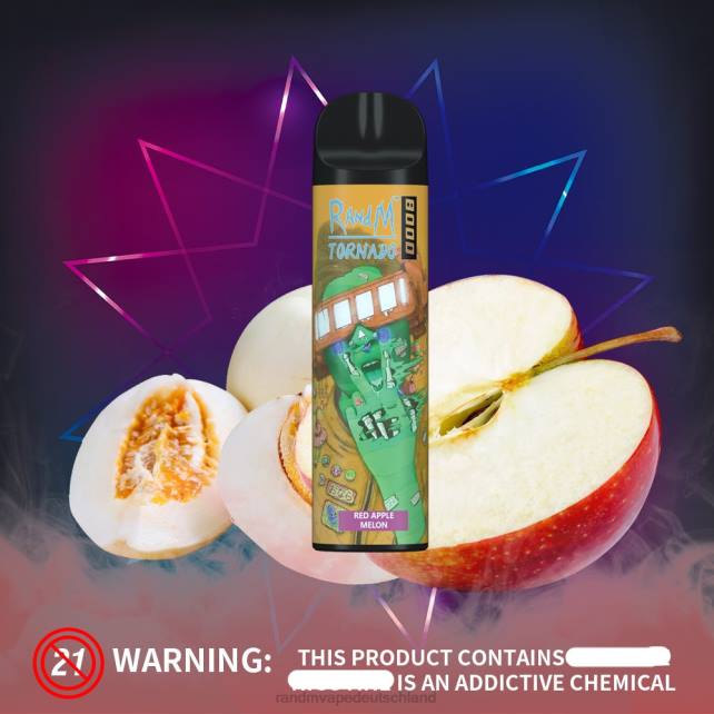 RandM Tornado 8000 Airflow Control Vape-Gerät 1St 04LD245 - RandM Deutschland rote Apfelmelone