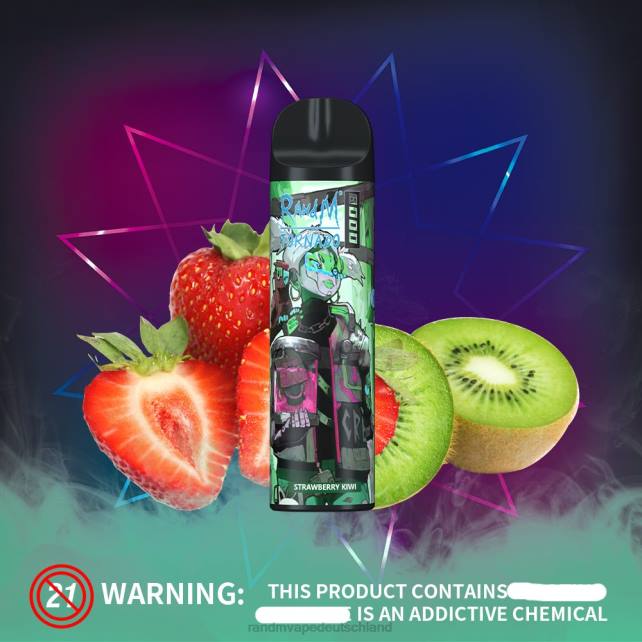 RandM Tornado 8000 Airflow Control Vape-Gerät 1St 04LD250 - RandM Tornado Deutschland Erdbeer-Kiwi